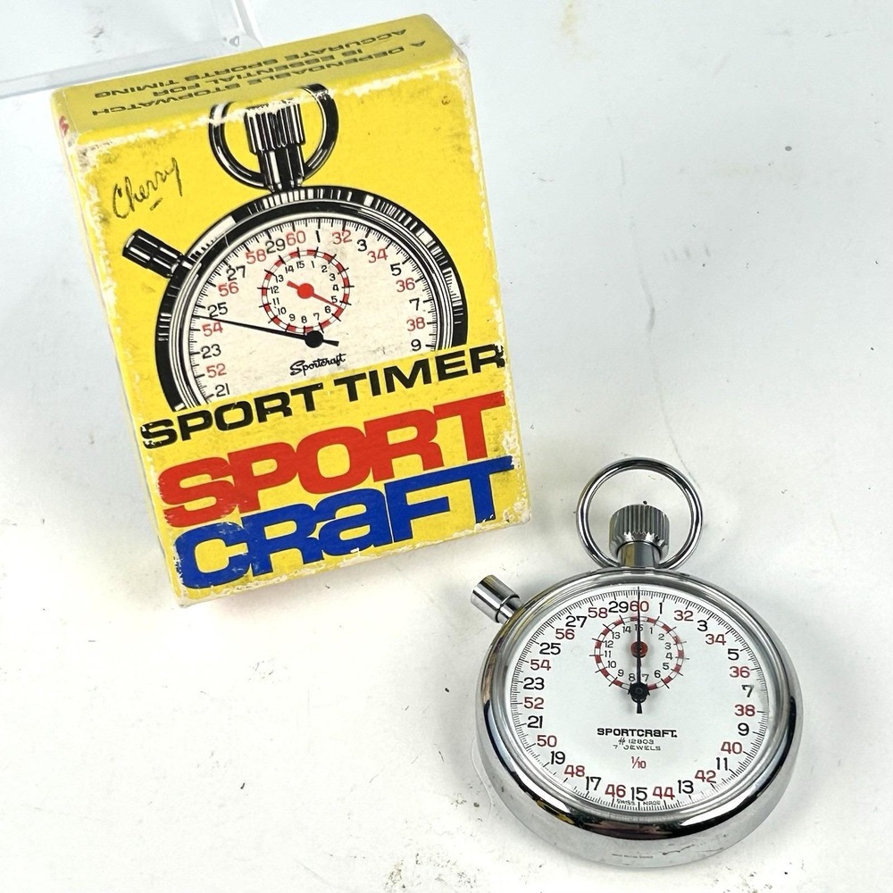 Sportcraft Sport Timer 12801 Mechanical Stopwatch 7 Jewel Swiss Vintage 1974
